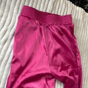 Hot pink silk pants